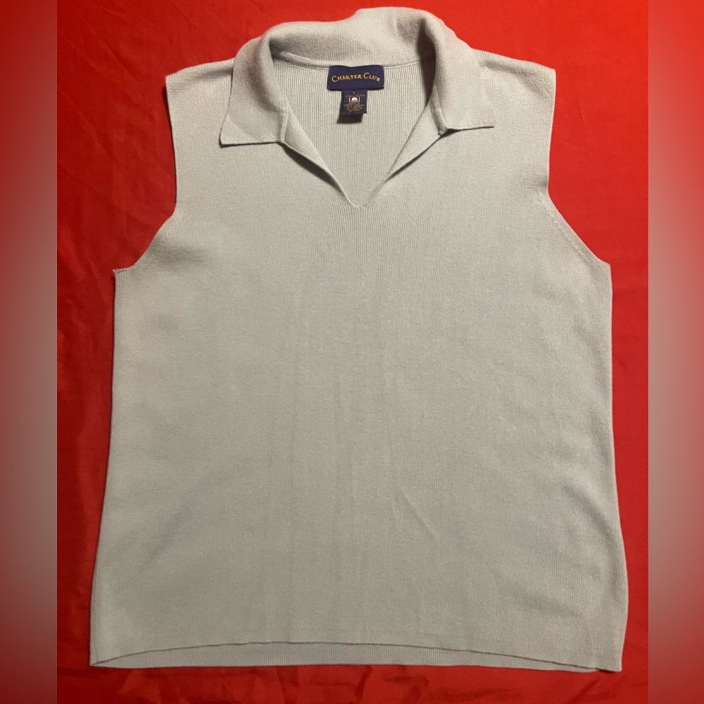 Charter Club Women’s Light Blue No sleeves Knit Top